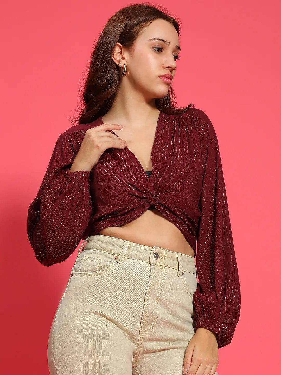 Maroon Crop Top
