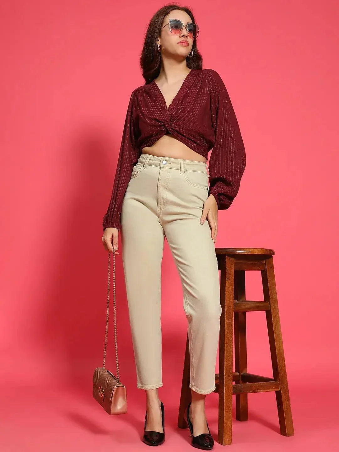 Maroon Crop Top