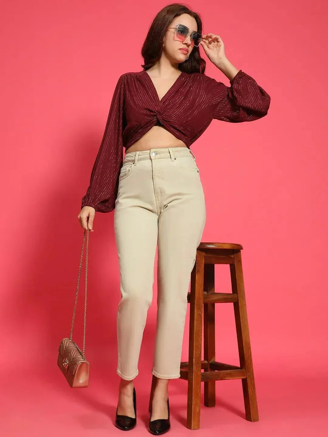 Maroon Crop Top