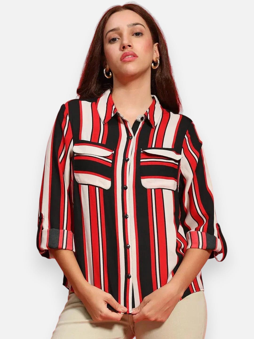 Women Multicolor Stripe Print Top