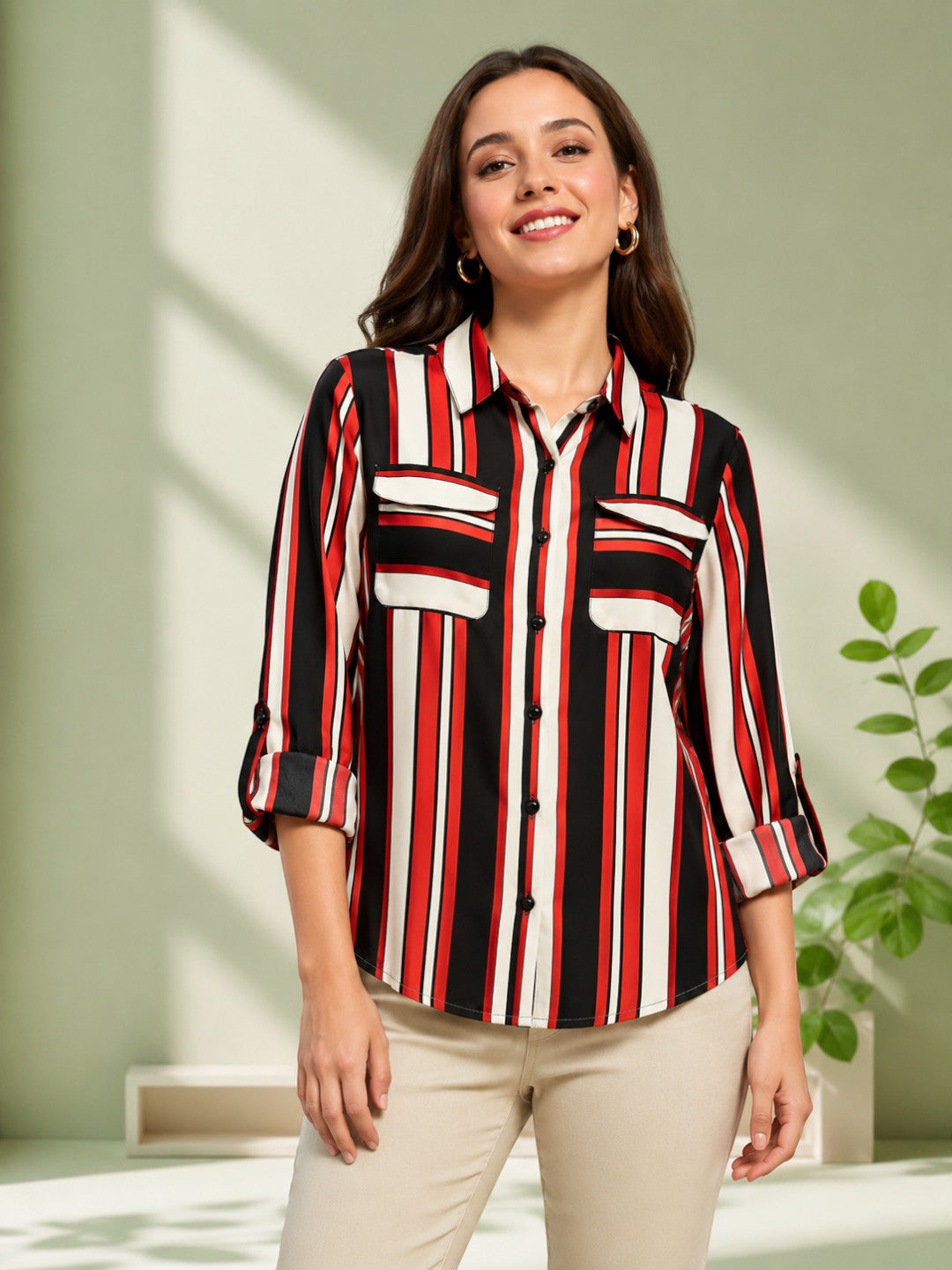 Women Multicolor Stripe Print Top