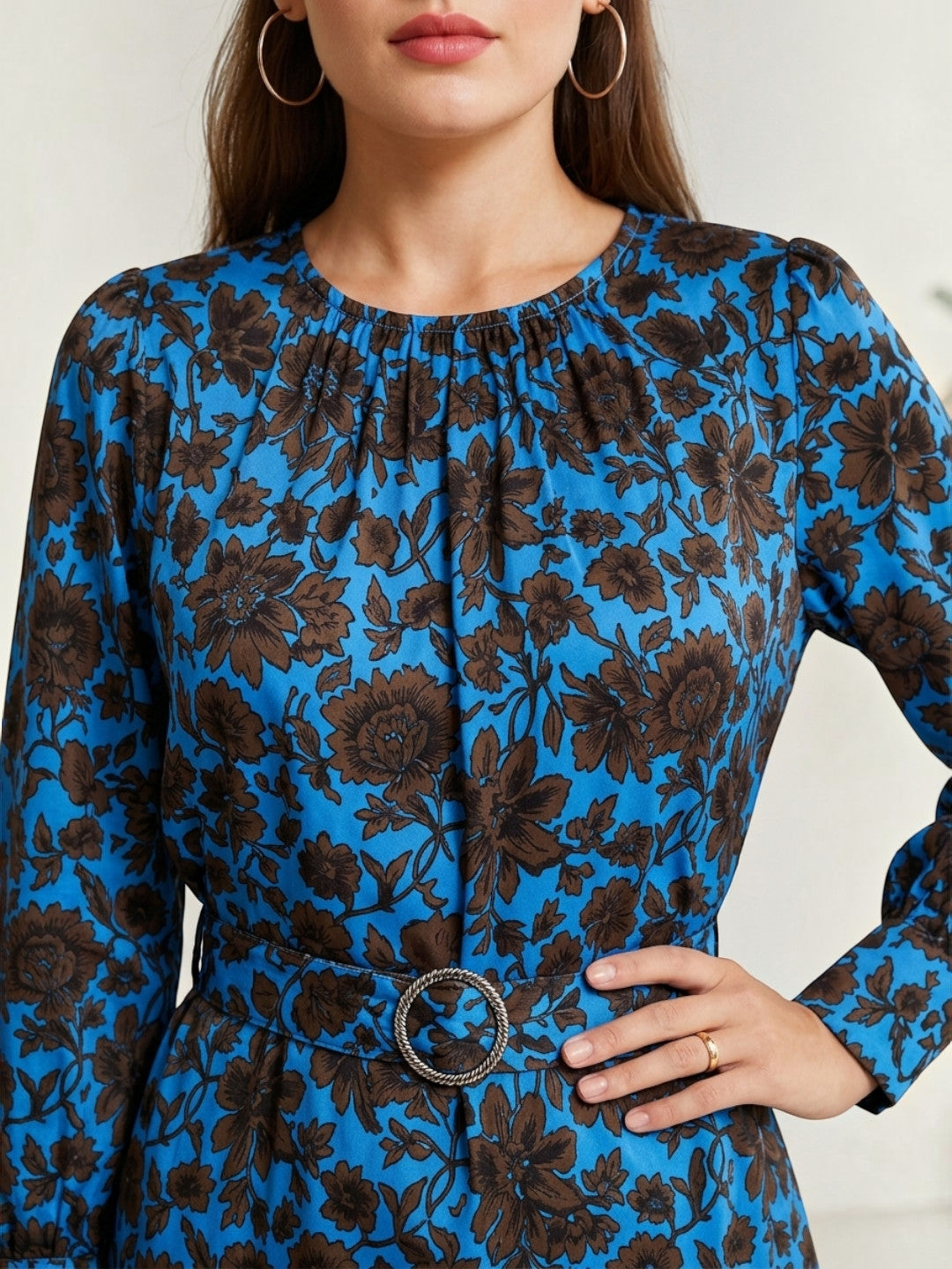 Blue Floral Print Dress