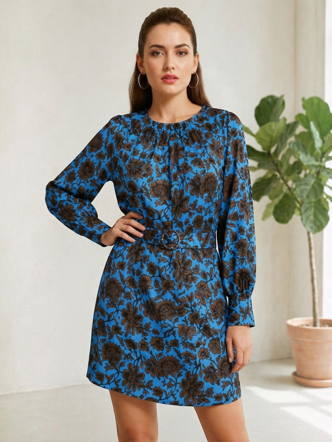 Blue Floral Print Dress