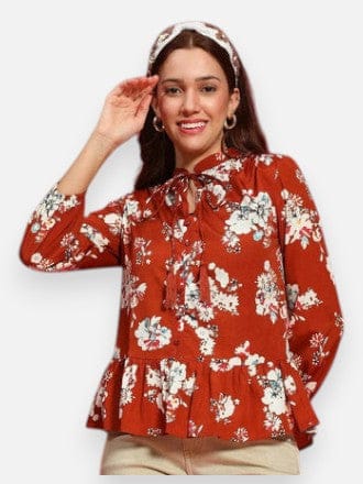 Rust Floral Top