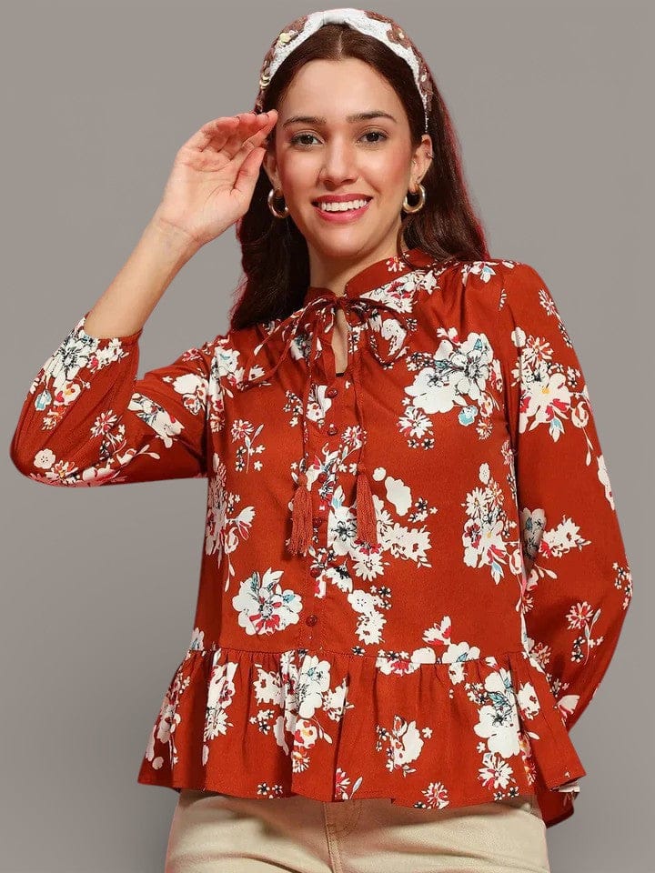 Rust Floral Top