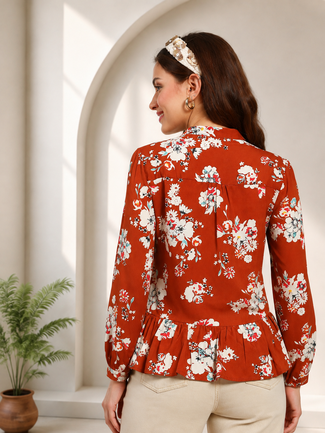 Rust Floral Top