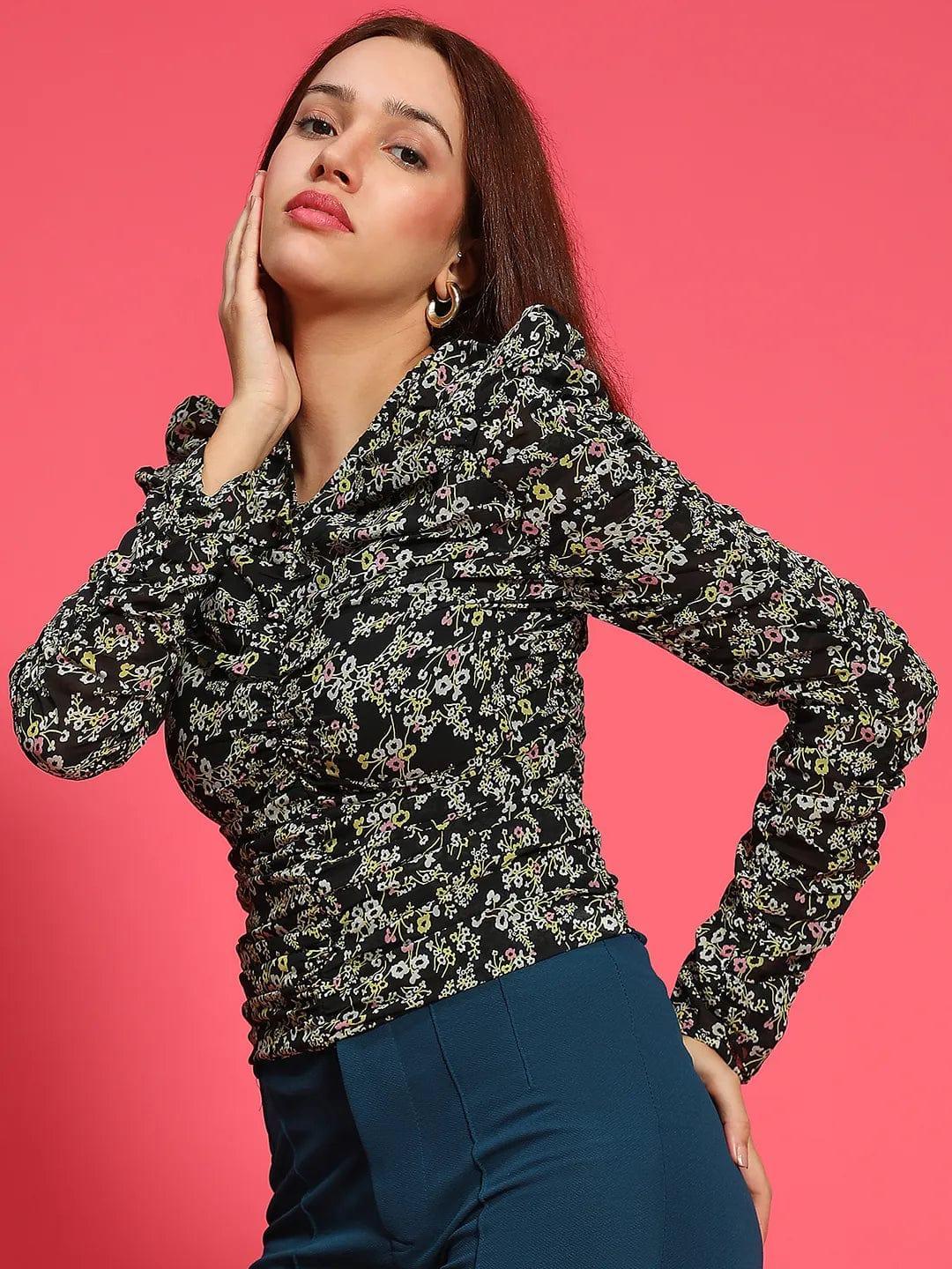 Black Printed Top