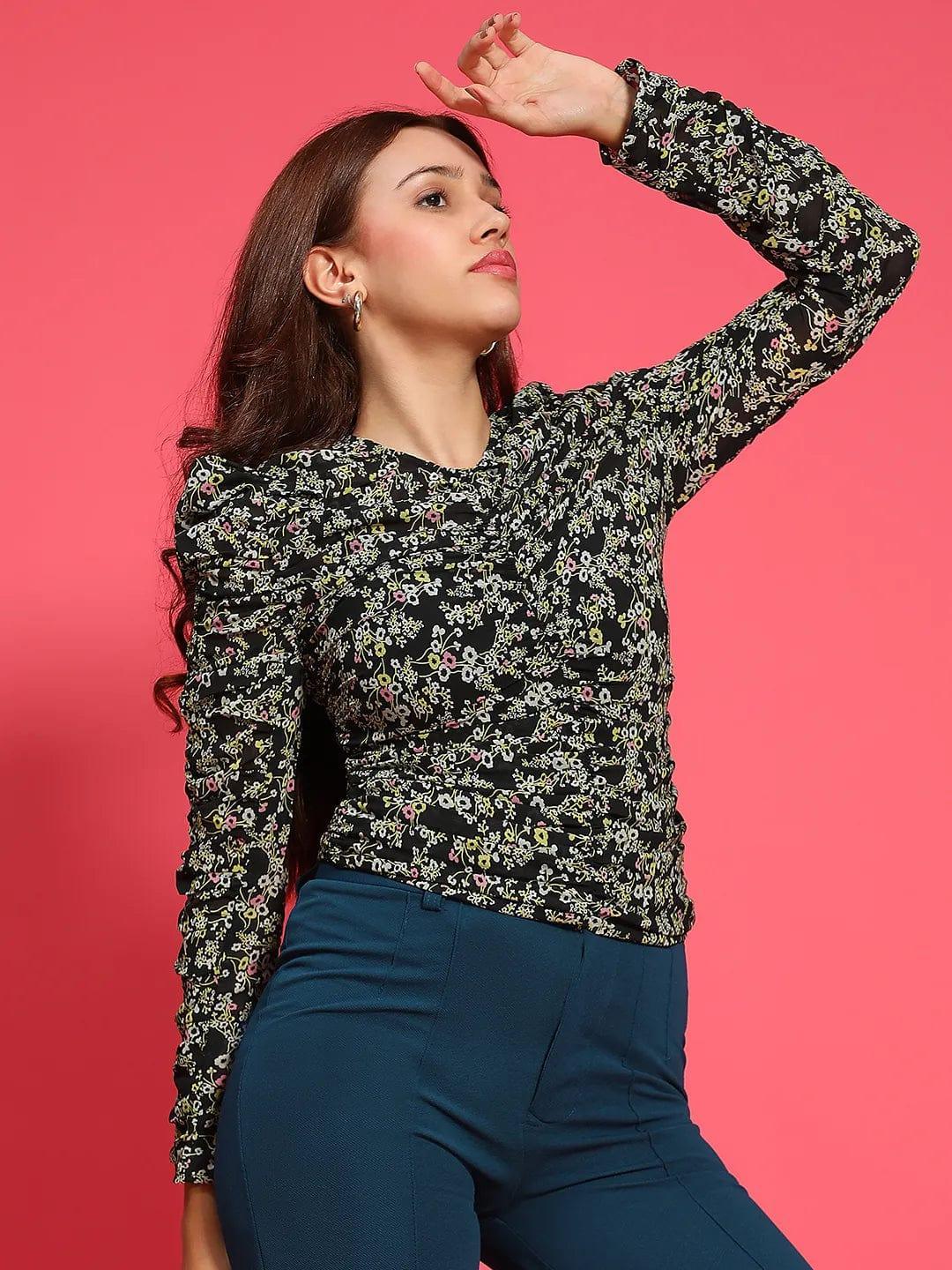 Black Printed Top