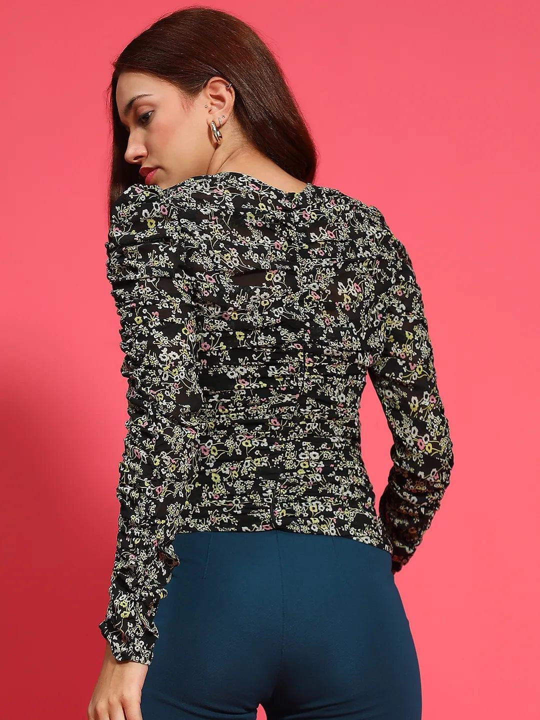 Black Printed Top