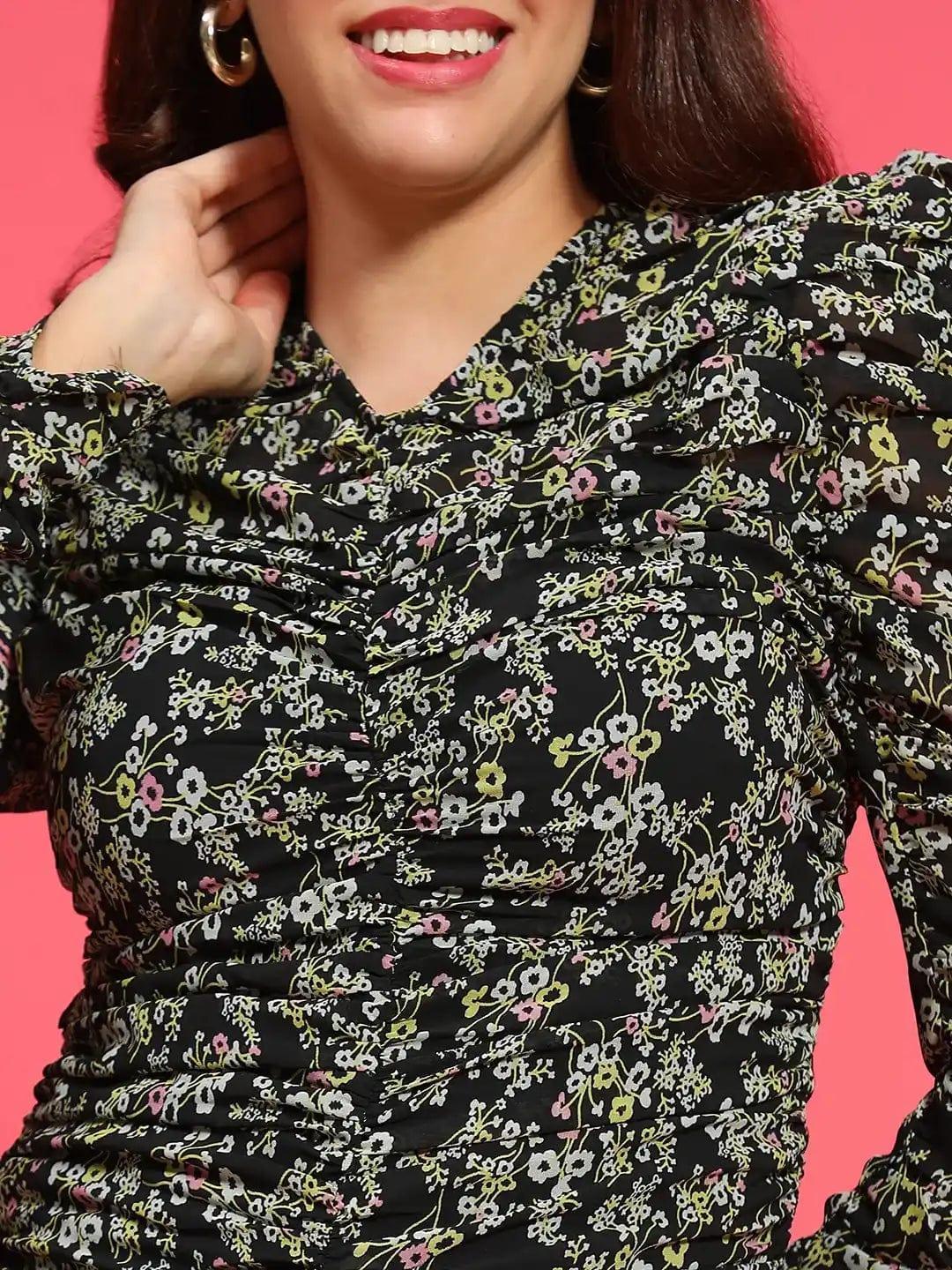 Black Printed Top