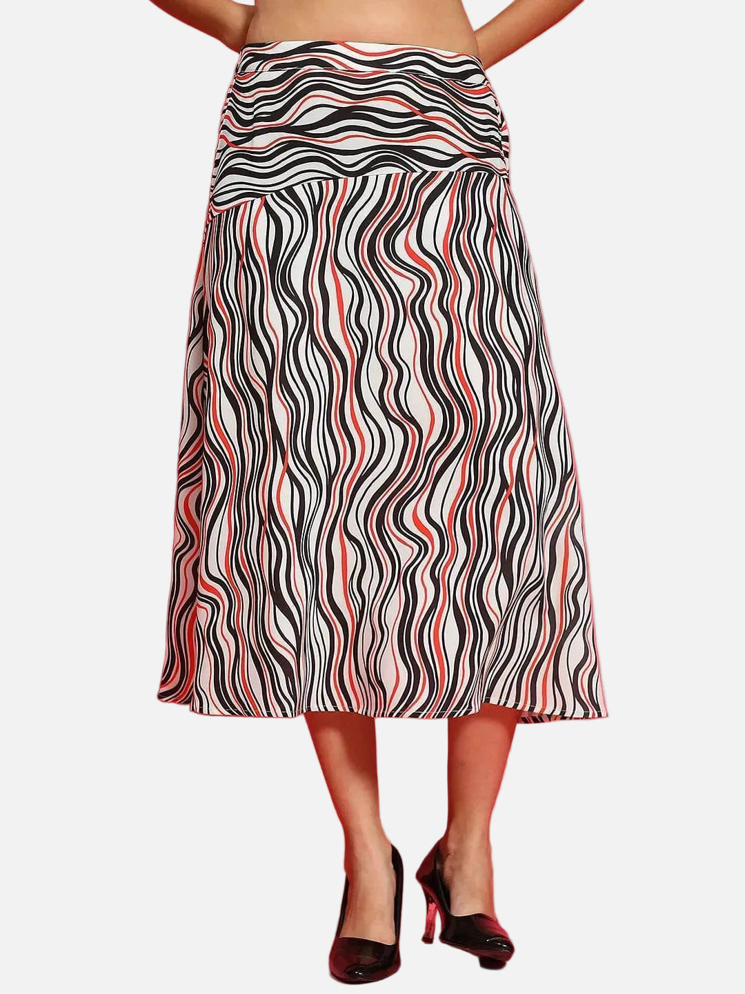Multicolor Printed Elasticated Women Flare Skirt - oxolloxo