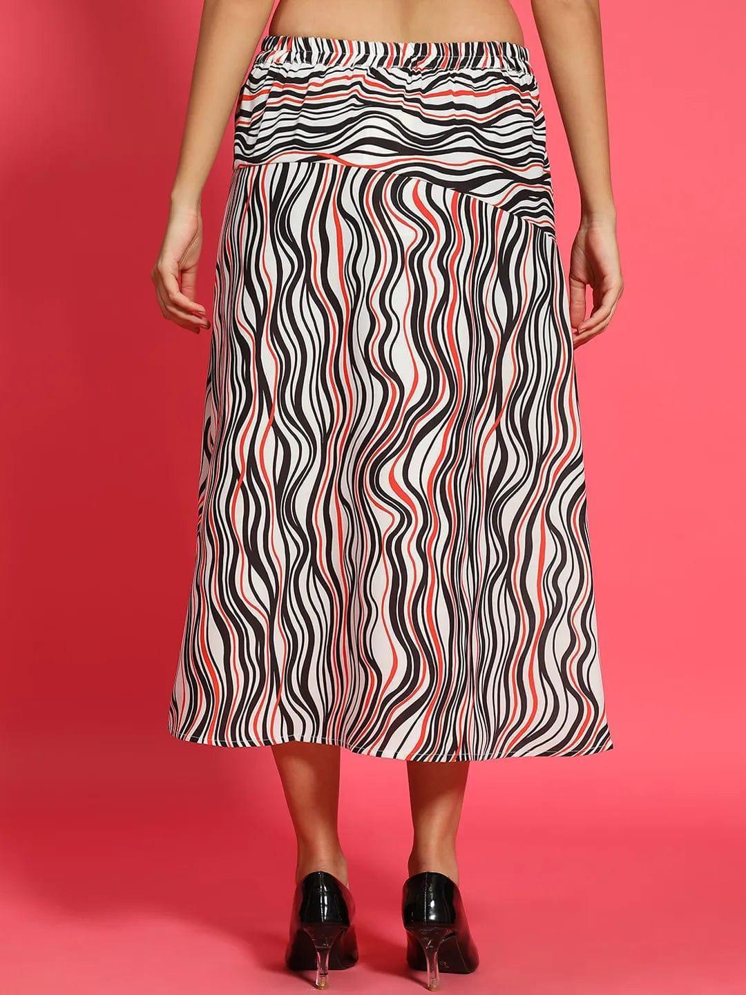 Multicolor Printed Elasticated Women Flare Skirt   oxolloxo