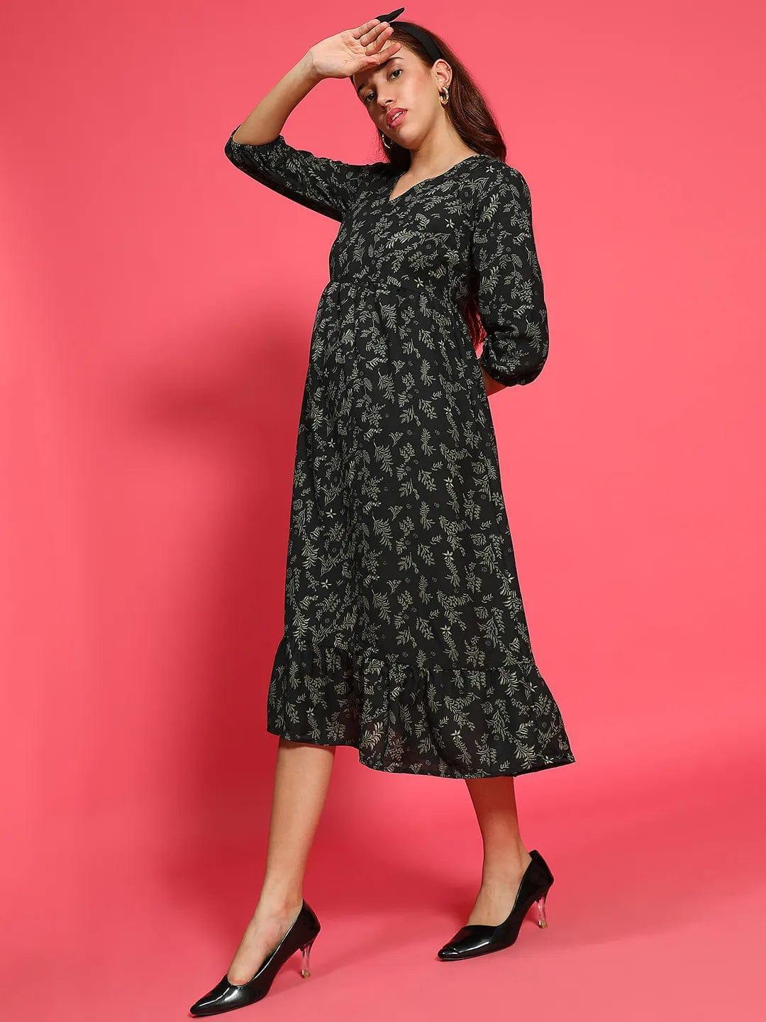 Green Floral Viscose Dress