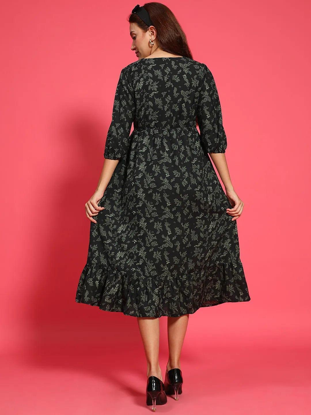 Green Floral Viscose Dress