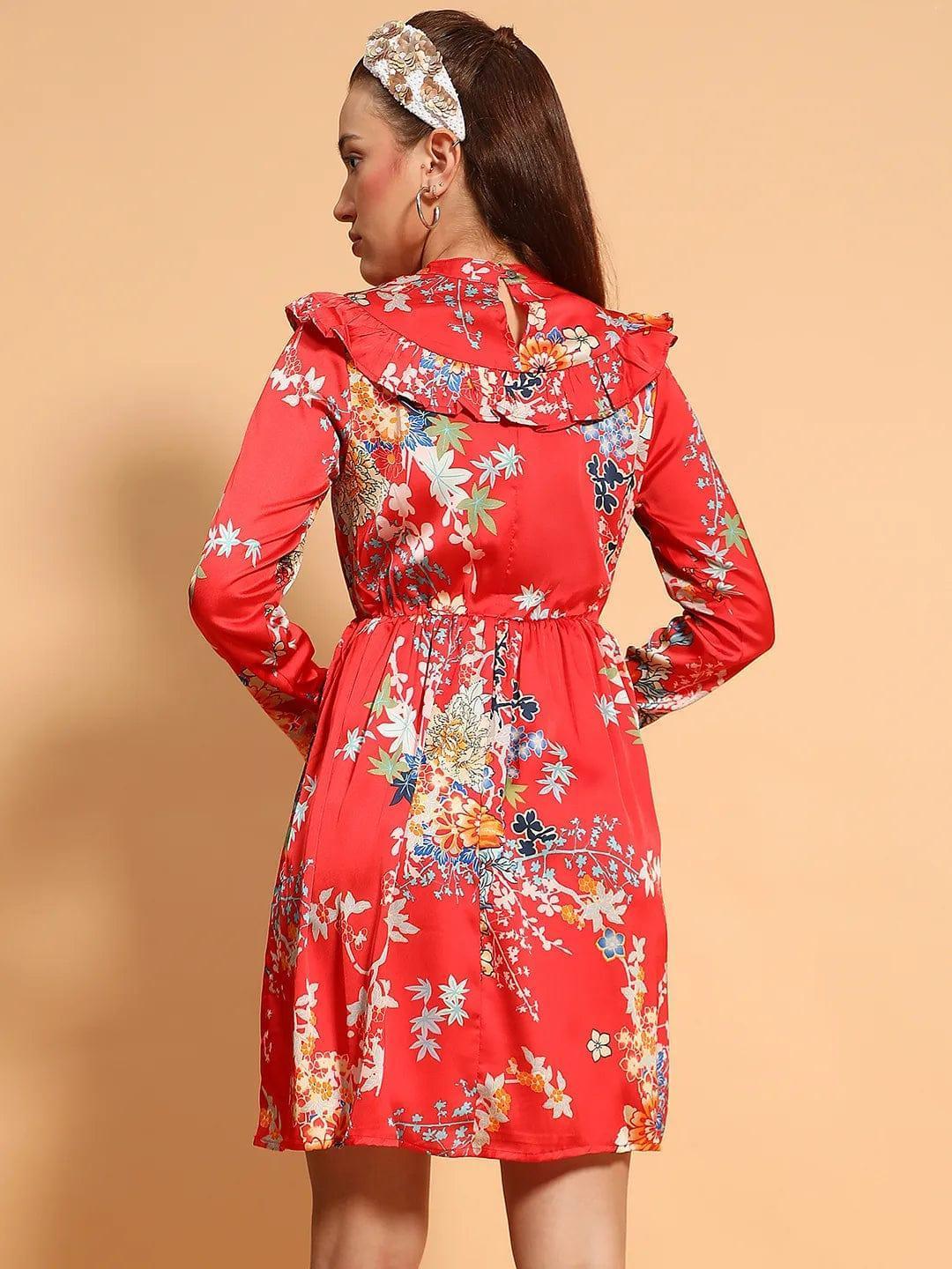 Red Floral Print Dress
