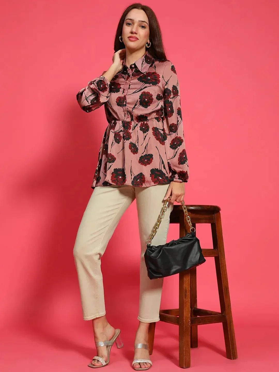 Maroon Floral Print Top