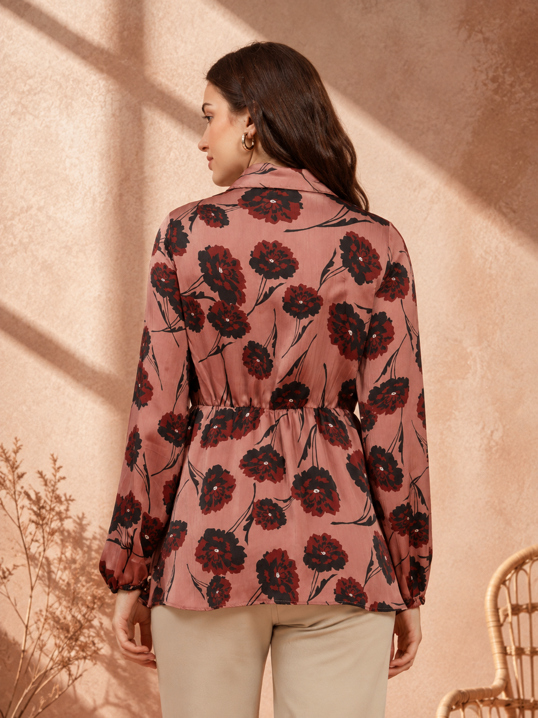 Maroon Floral Print Top
