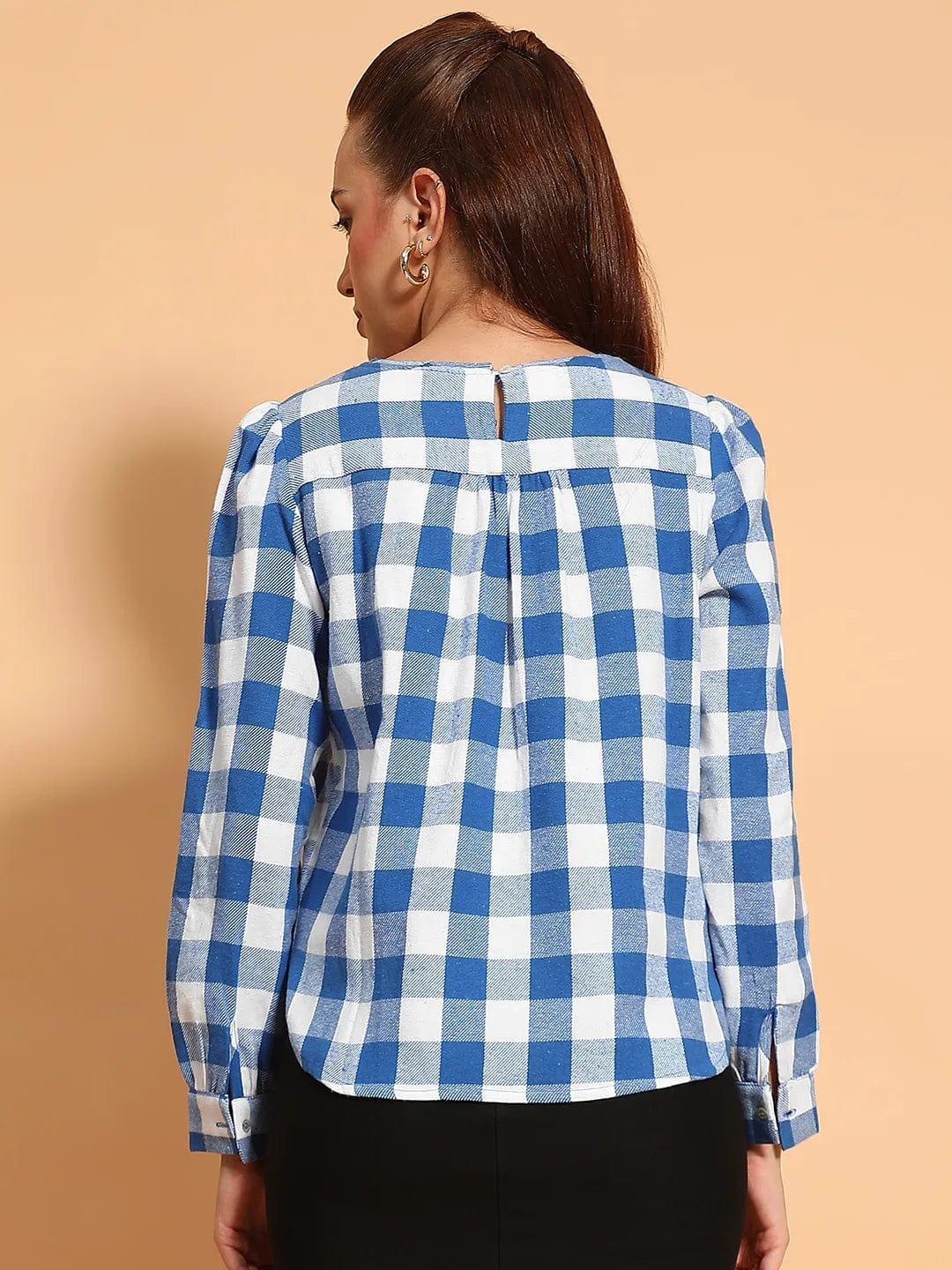 Blue Check Cotton Top