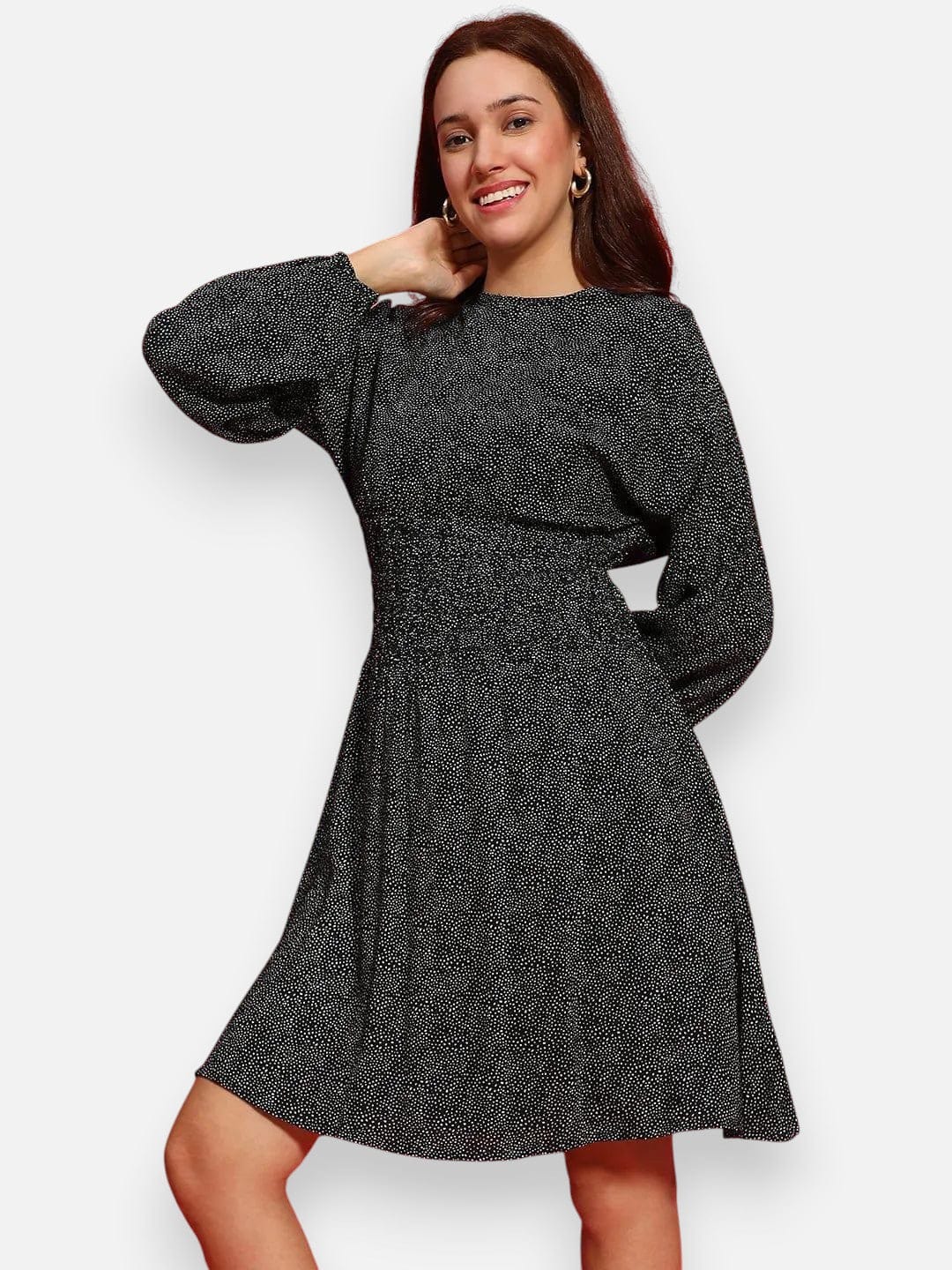 Black Floral Print Dress