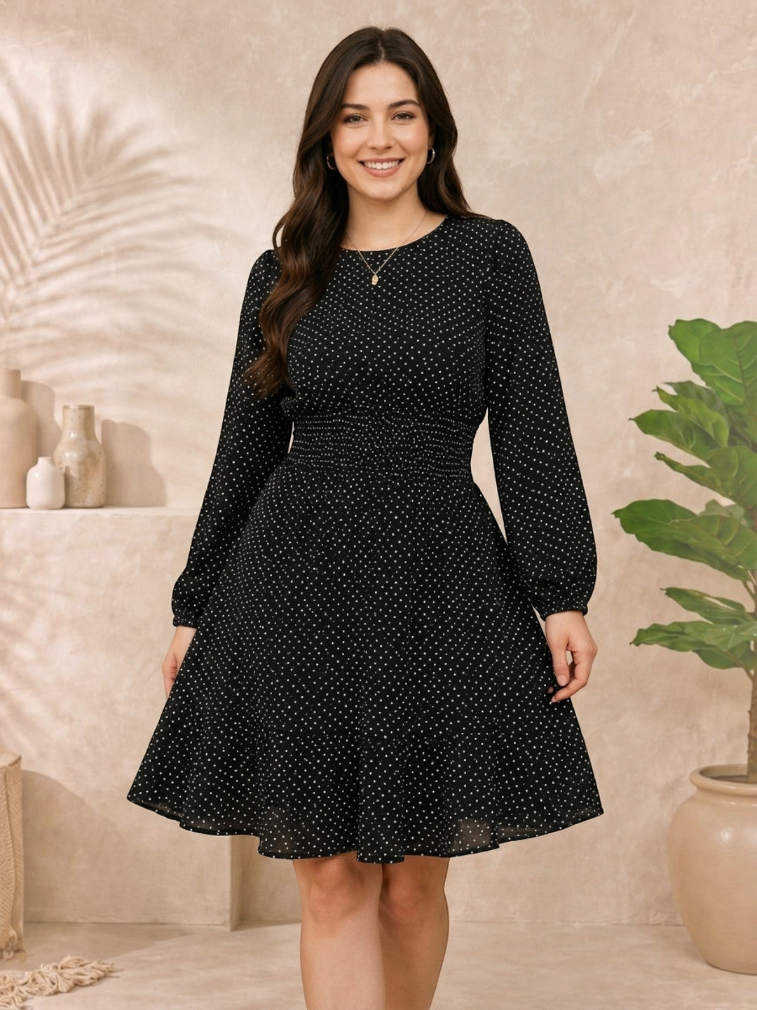 Black Floral Print Dress