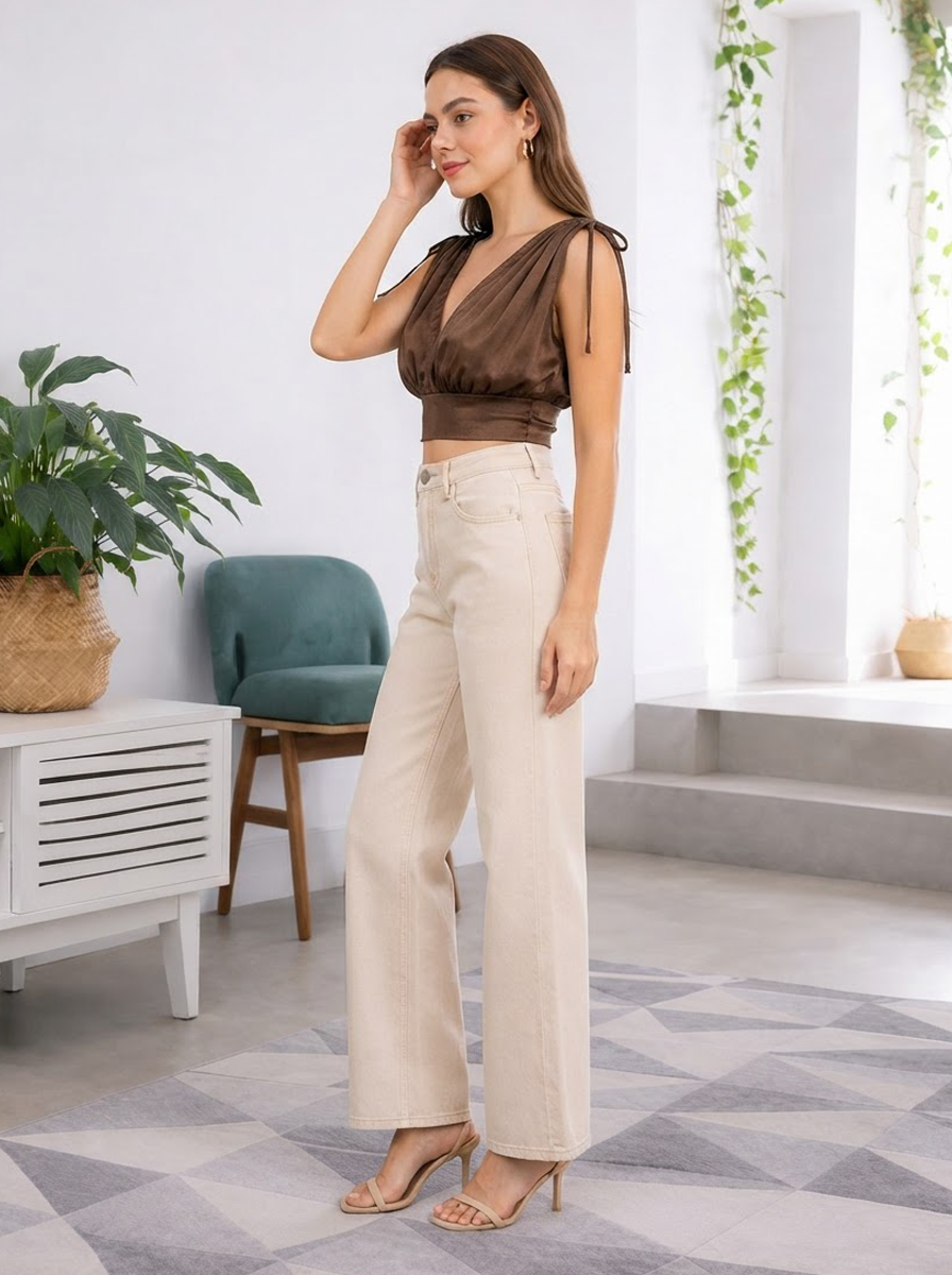 Women Brown Crop Top