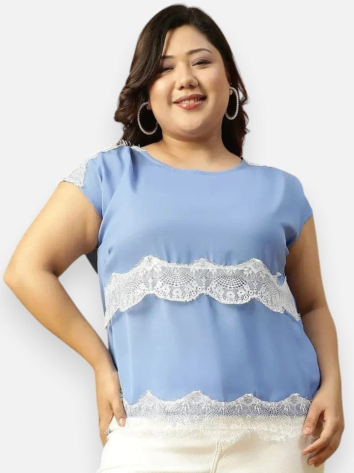 Plus Size Blue Women Top