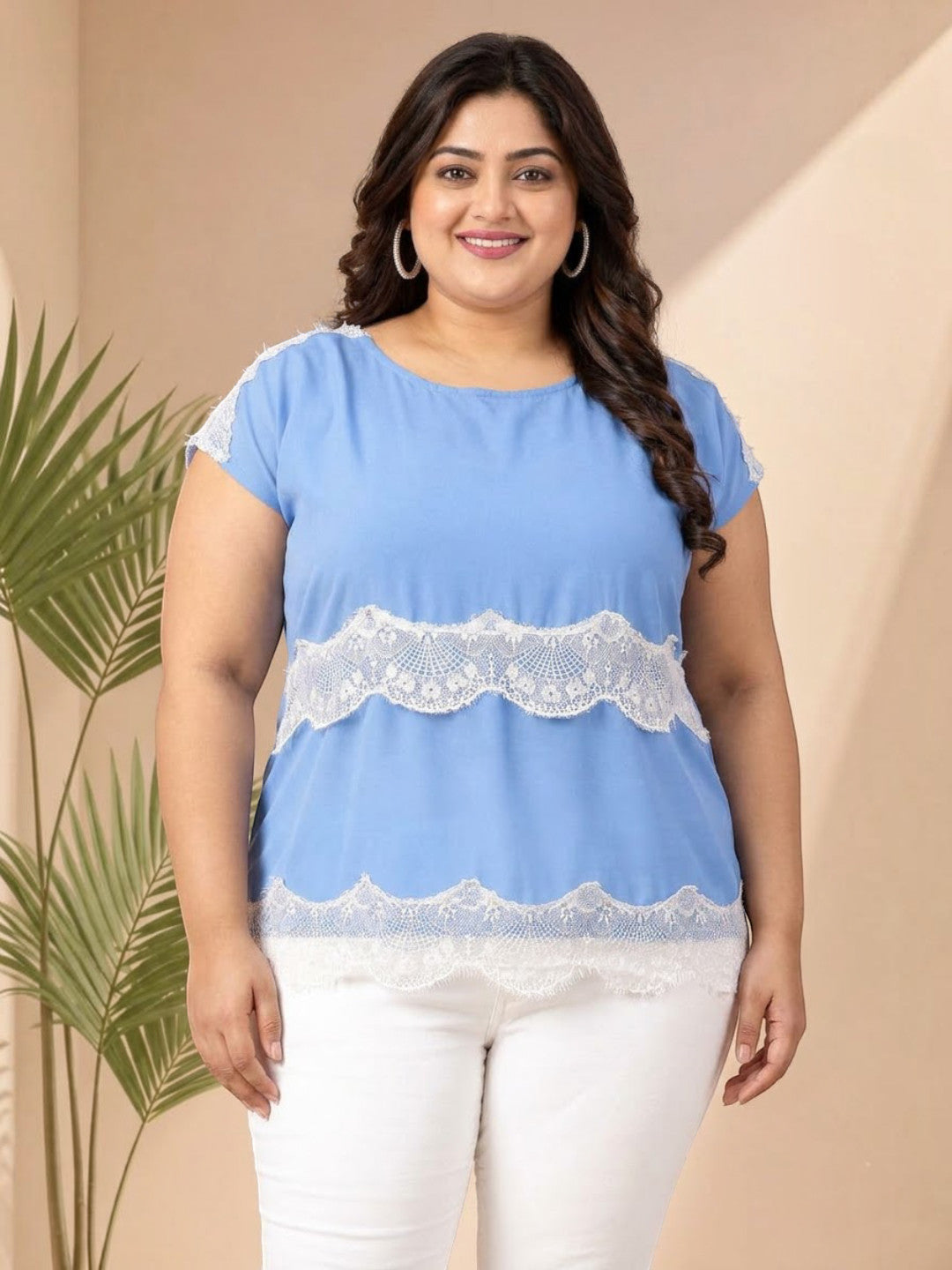 Plus Size Blue Women Top