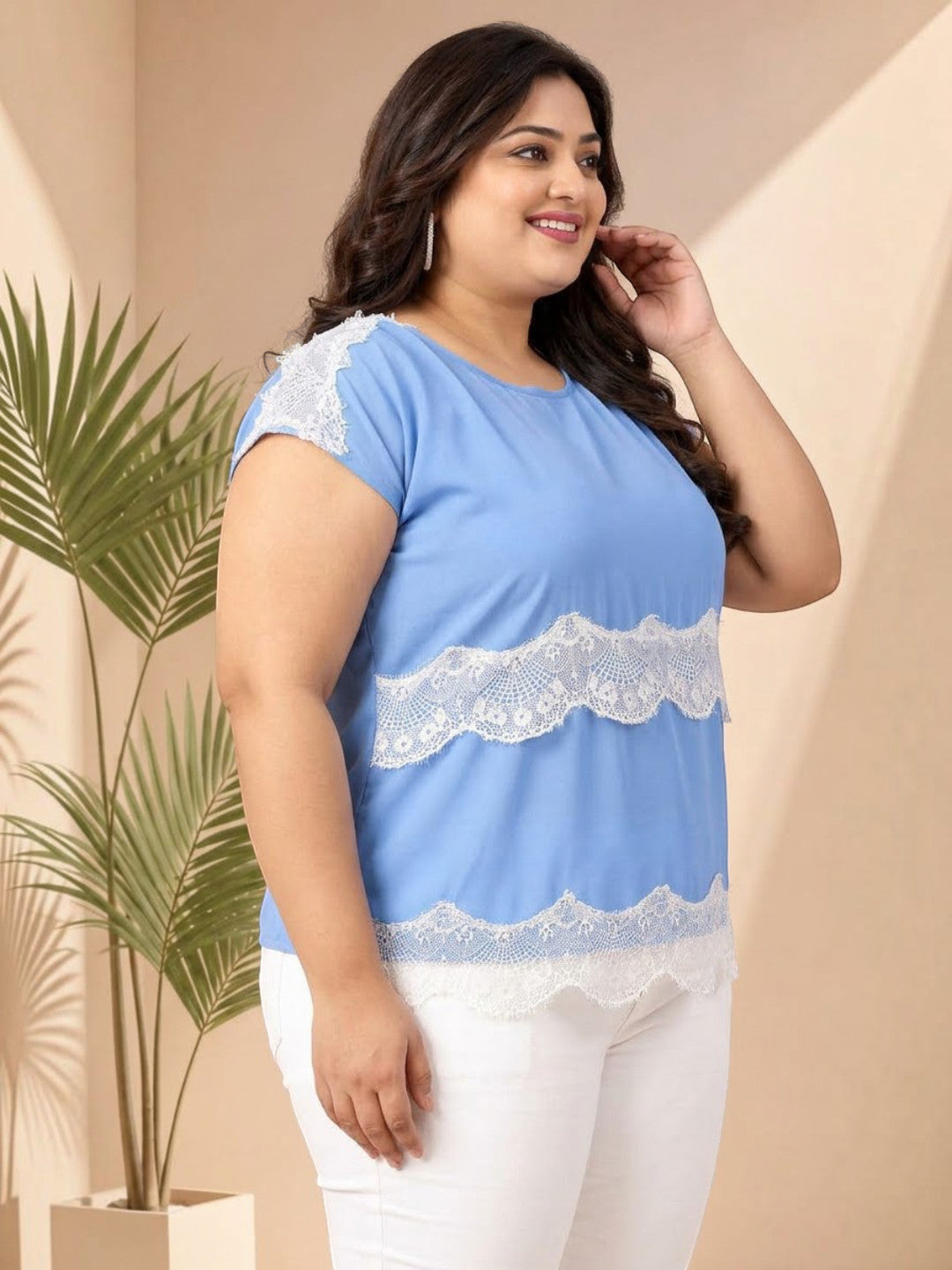 Plus Size Blue Women Top