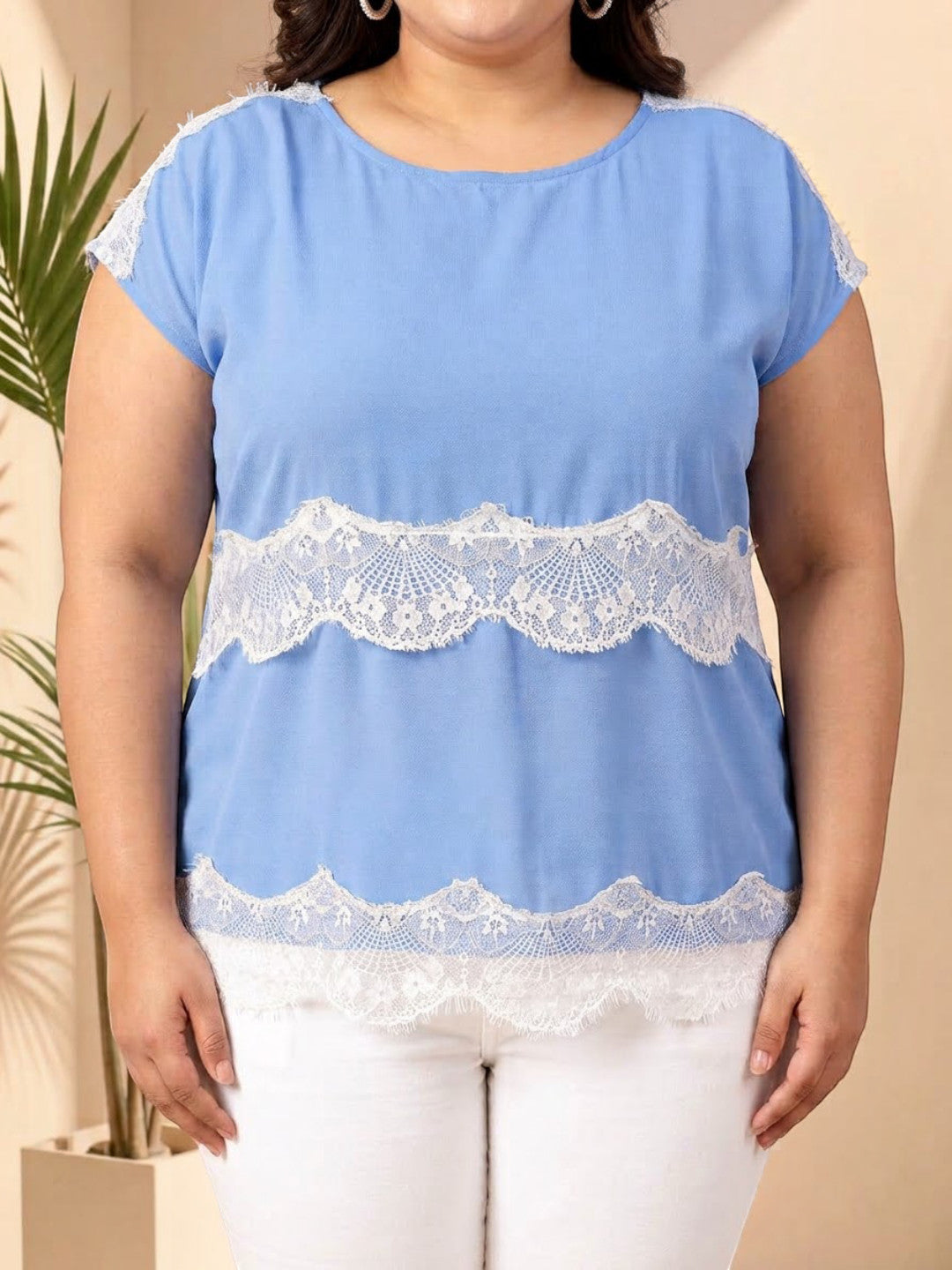 Plus Size Blue Women Top