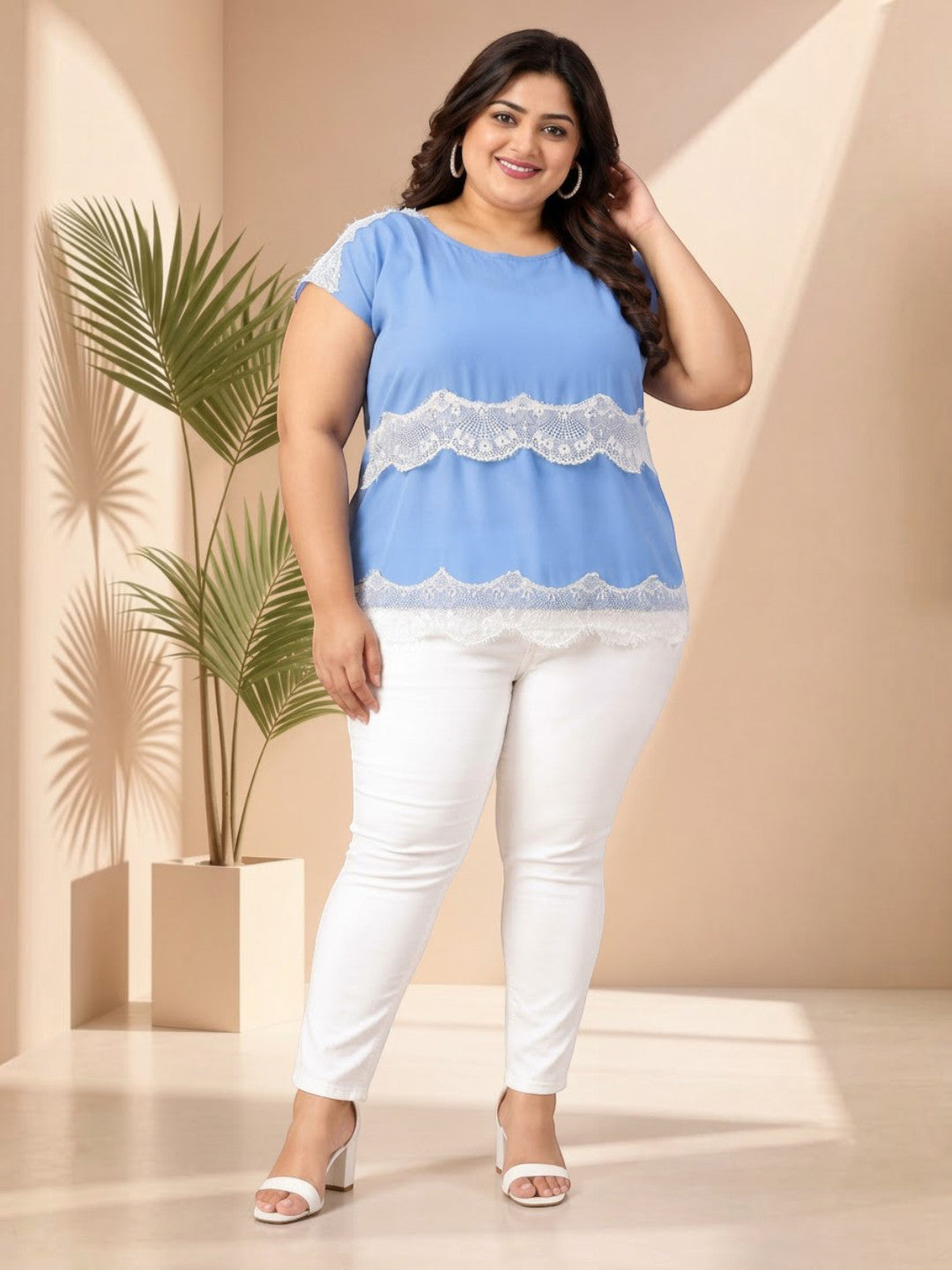 Plus Size Blue Women Top