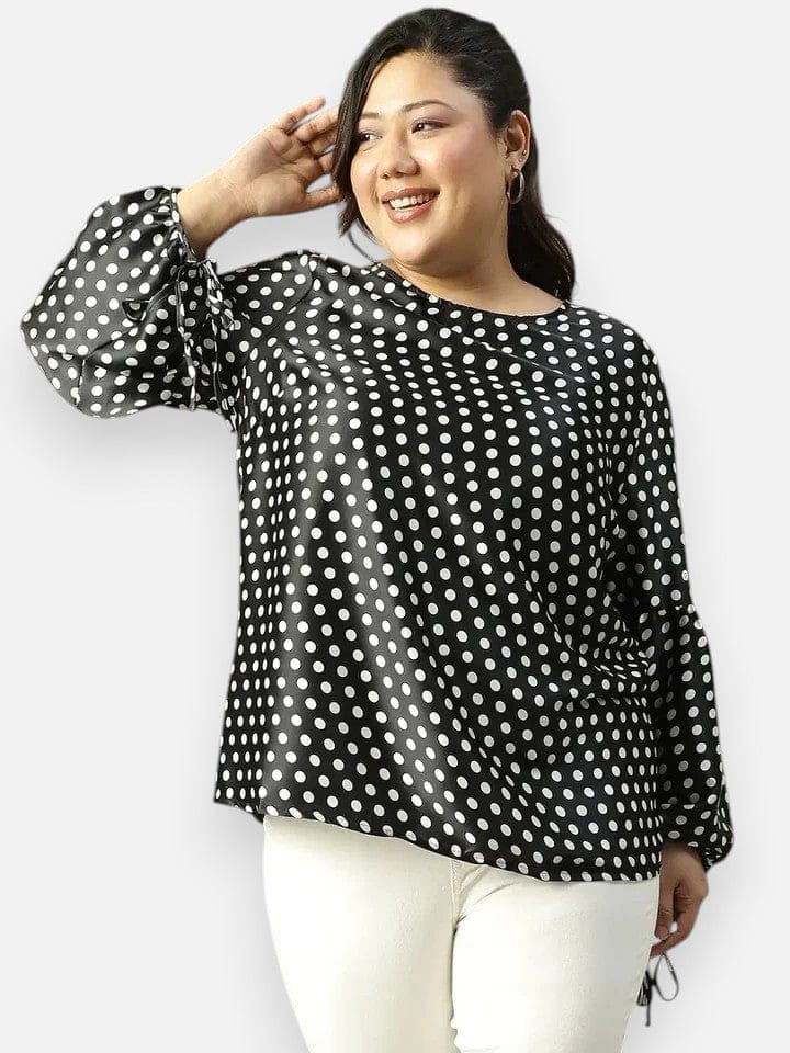 Plus Size Black Polka Dot Top