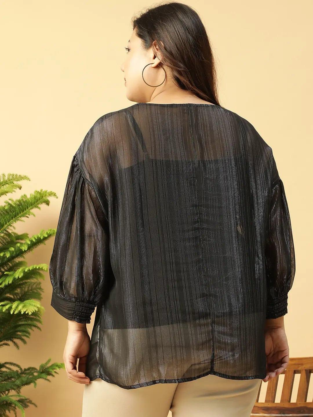 black-round-neck-long-sleeve-lurex-shimmer-plus-size-women-top