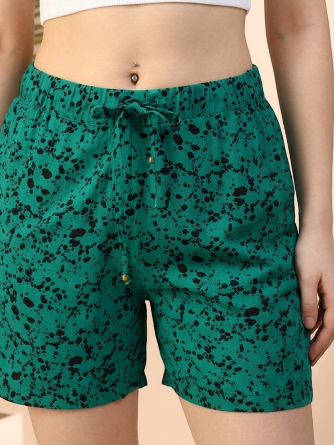 Green Abstract Print Nightwear Short
