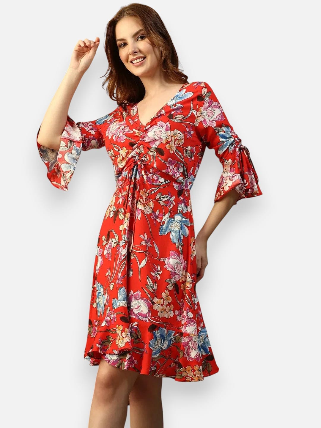 Red Floral Print Dress