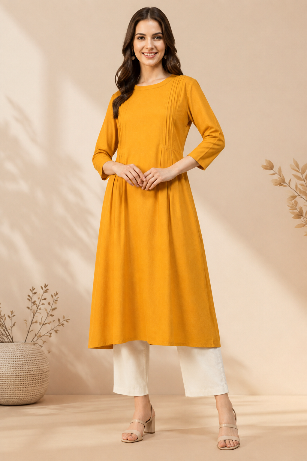Yellow Cotton Linen Tunic