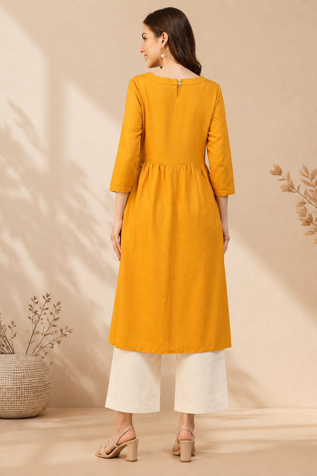 Yellow Cotton Linen Tunic