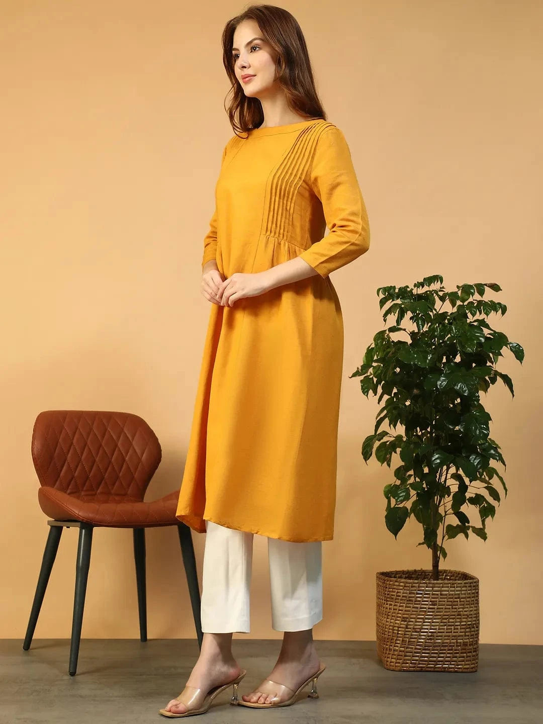 Yellow Cotton Linen Tunic