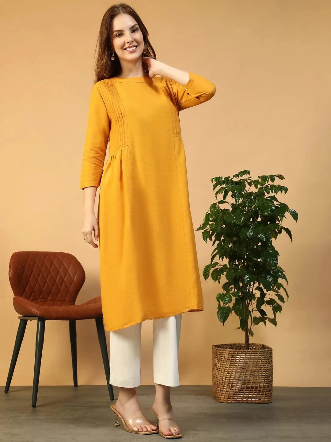 Yellow Cotton Linen Tunic