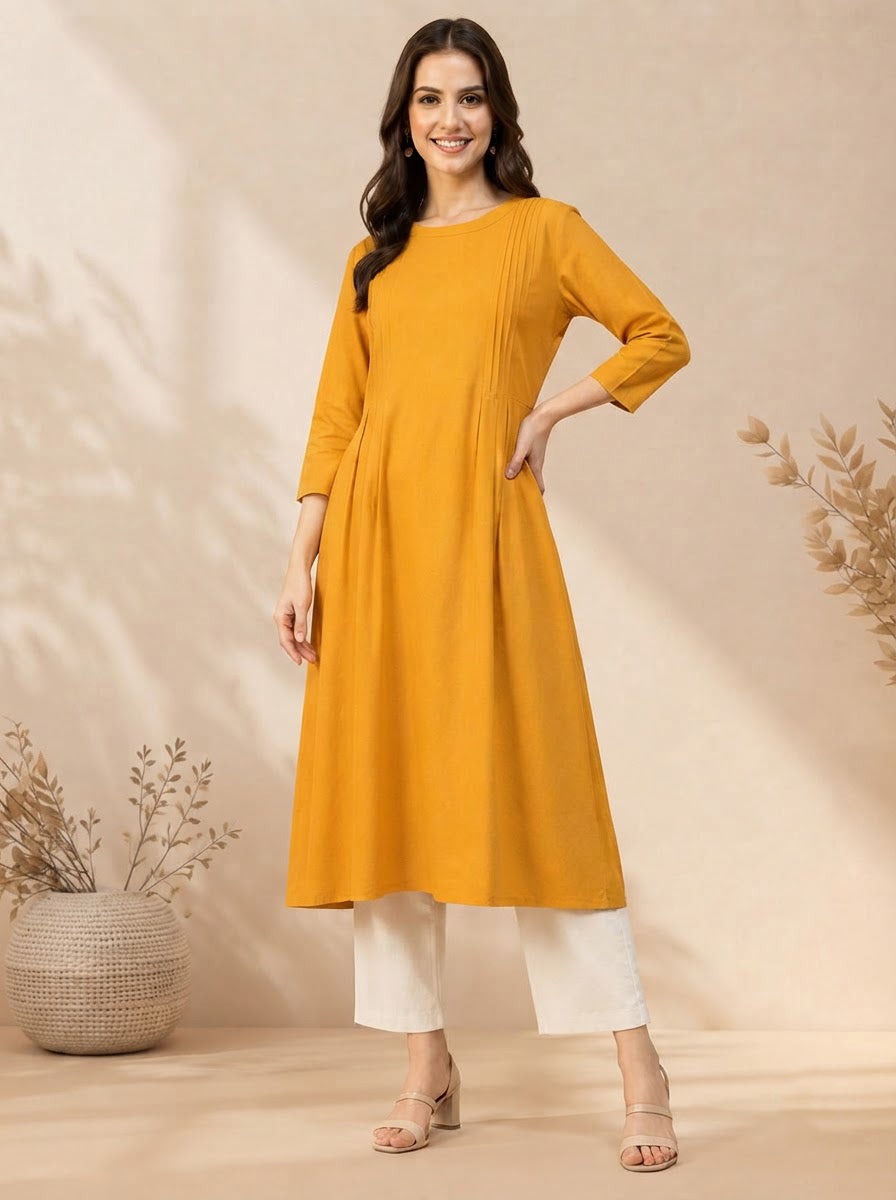 Yellow Cotton Linen Tunic