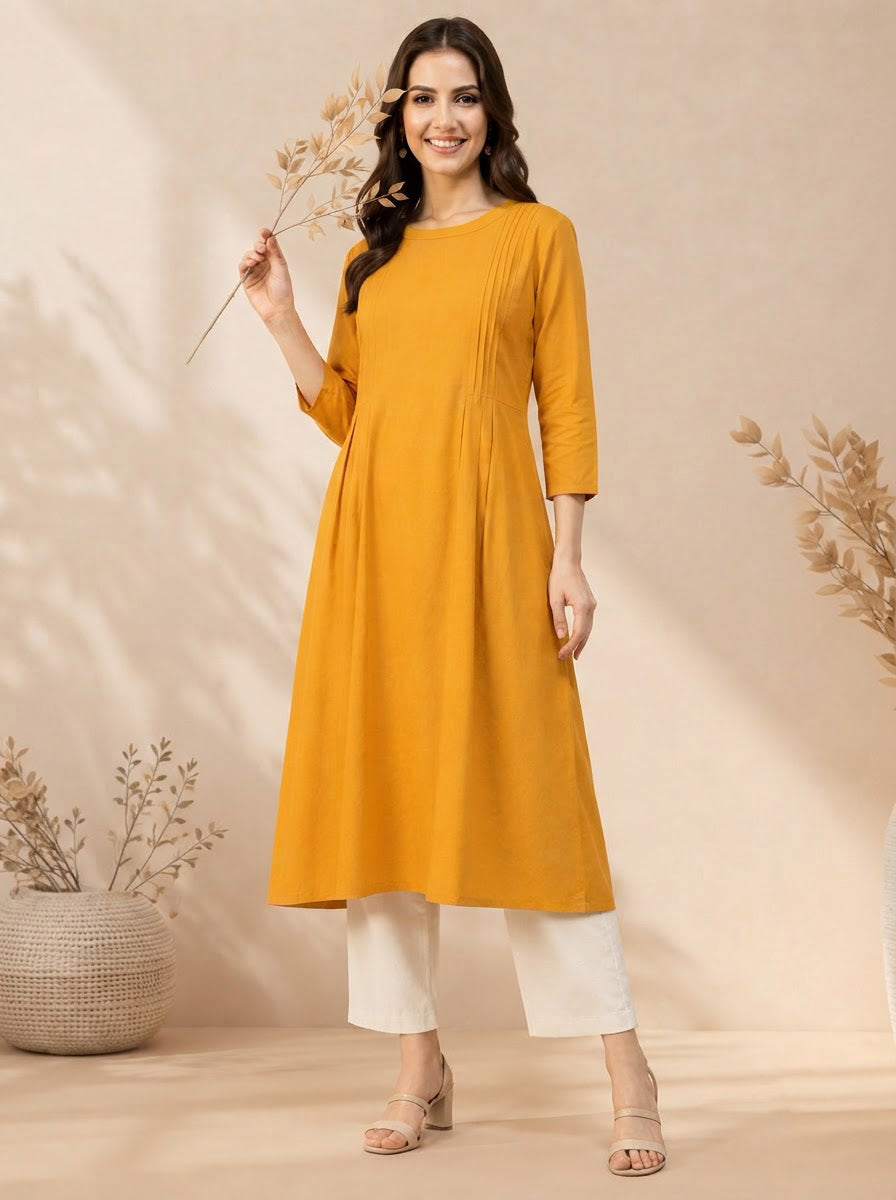Yellow Cotton Linen Tunic