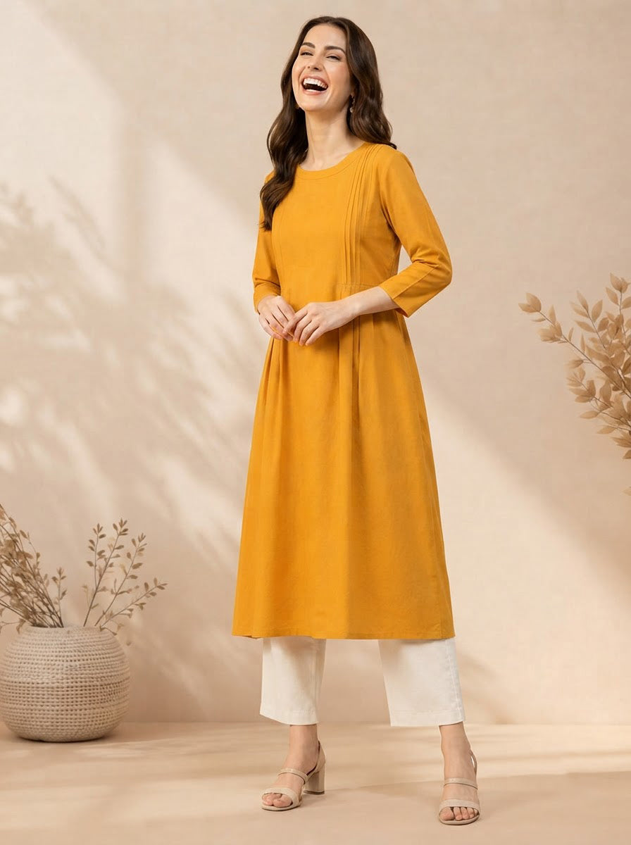 Yellow Cotton Linen Tunic