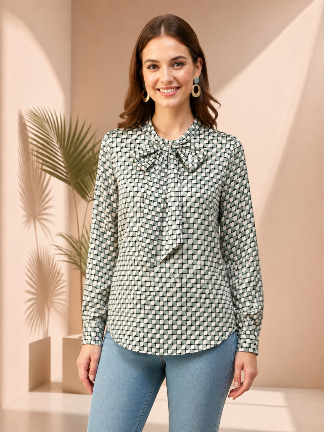 Green Check Top