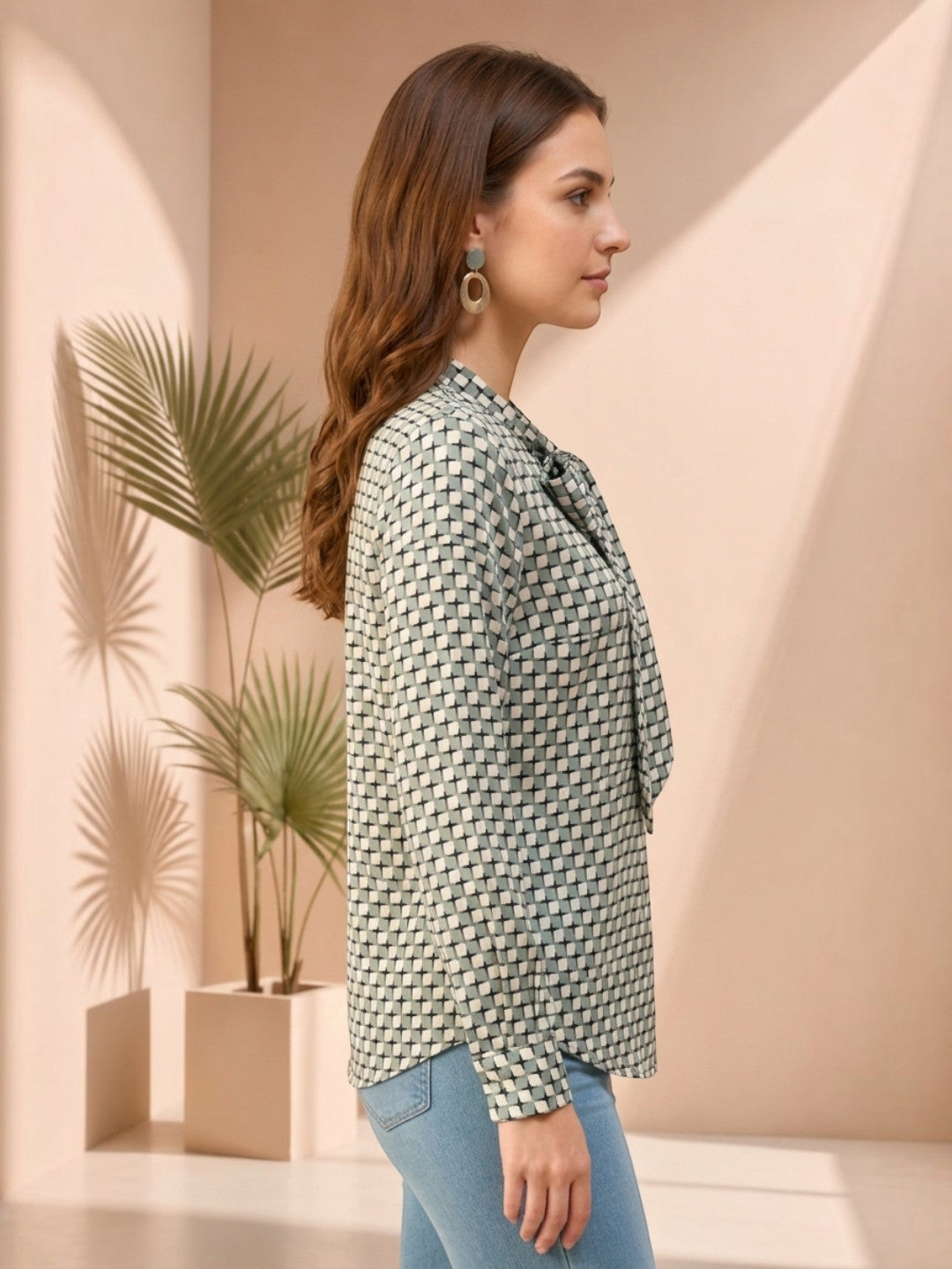 Green Check Top