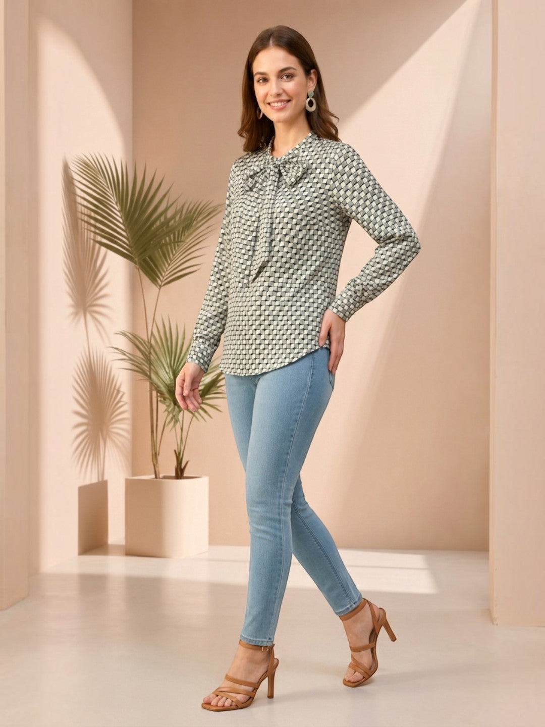 Green Check Top