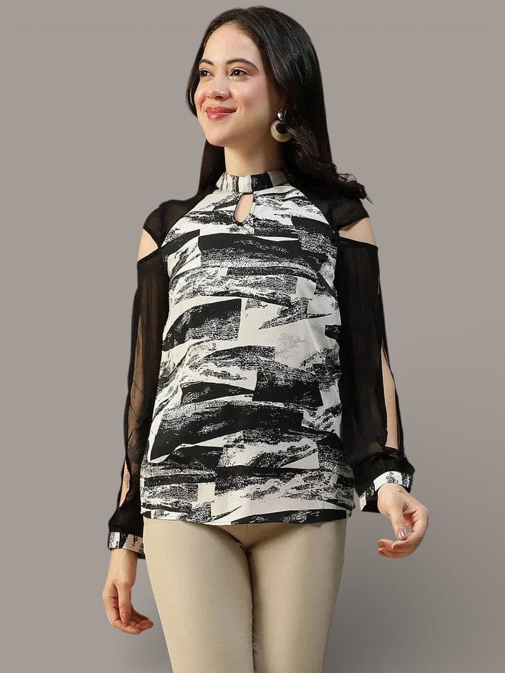Black Marble Print Top