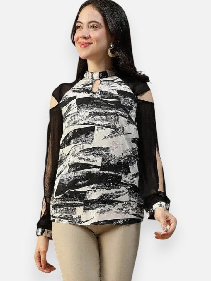 Black Marble Print Top