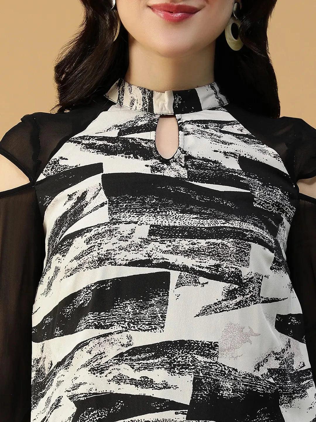 Black Marble Print Top