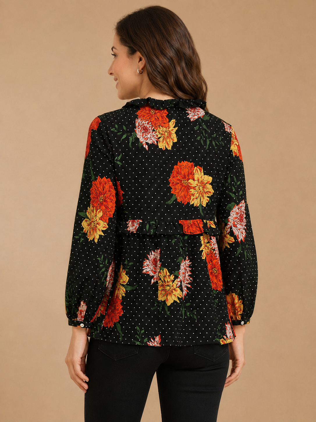 Black Floral Print Shrug