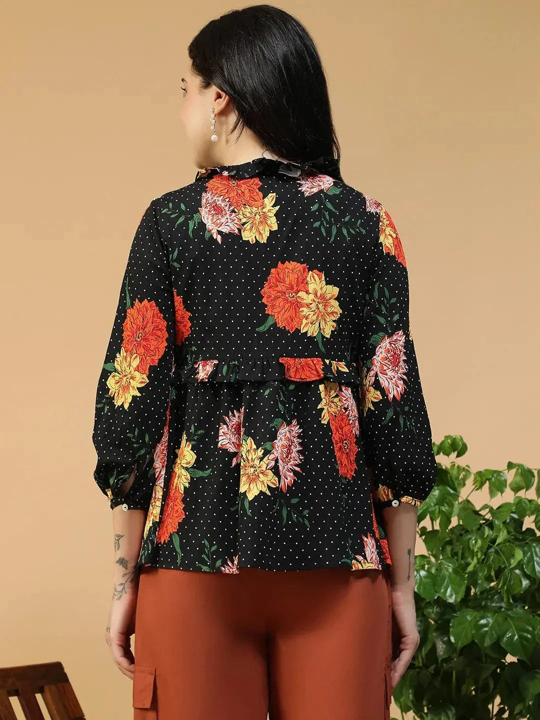 Black Floral Print Shrug