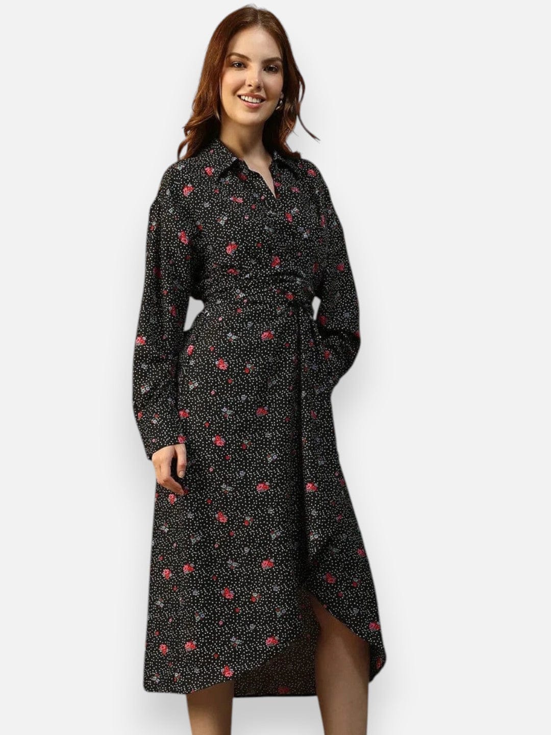 Black Floral Print Dress